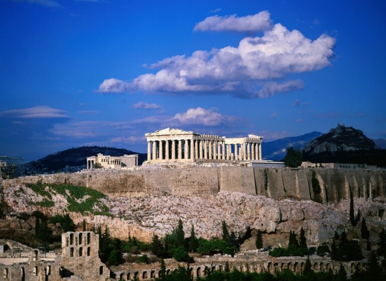 parthenon atop the acropolis athens greece